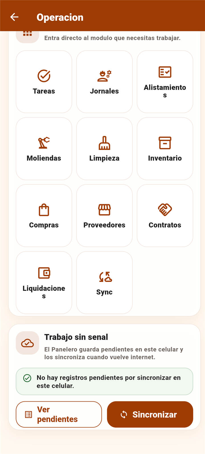 Centro de operación con módulos de El Panelero
